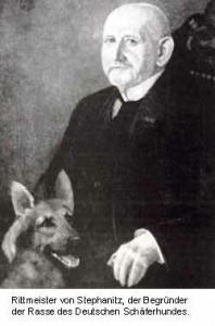 Max Von Stephanitz with a german shepherd dog he bred